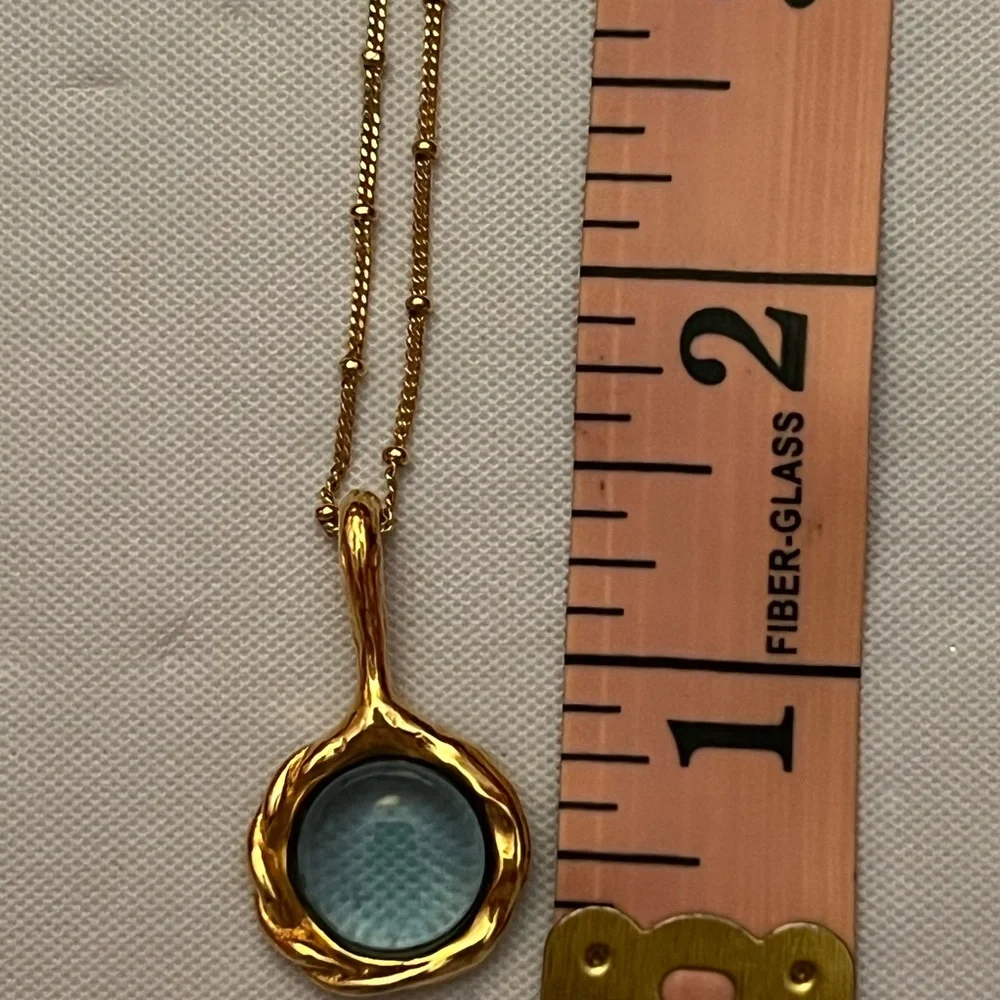 Pamela Love Gold Necklace with Light Blue Gem - Picture 3 of 6